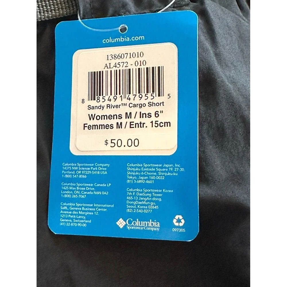 Columbia Sandy River Cargo Shorts, Black, Women Medium - NEW - Picture 2 of 8